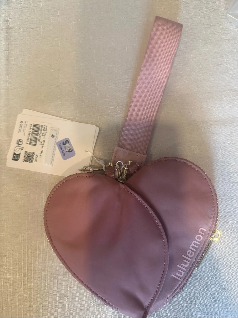 Lululemon Dual Heart Wristlet with Gold Hardware- NWT